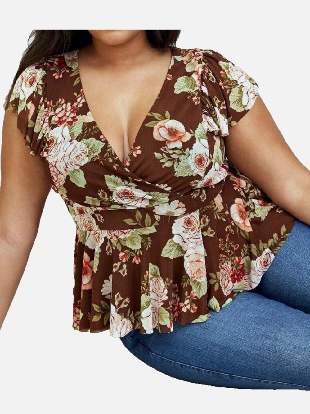 torrid Brown Floral Wrap Peplum Blouse Sz 2X NWT